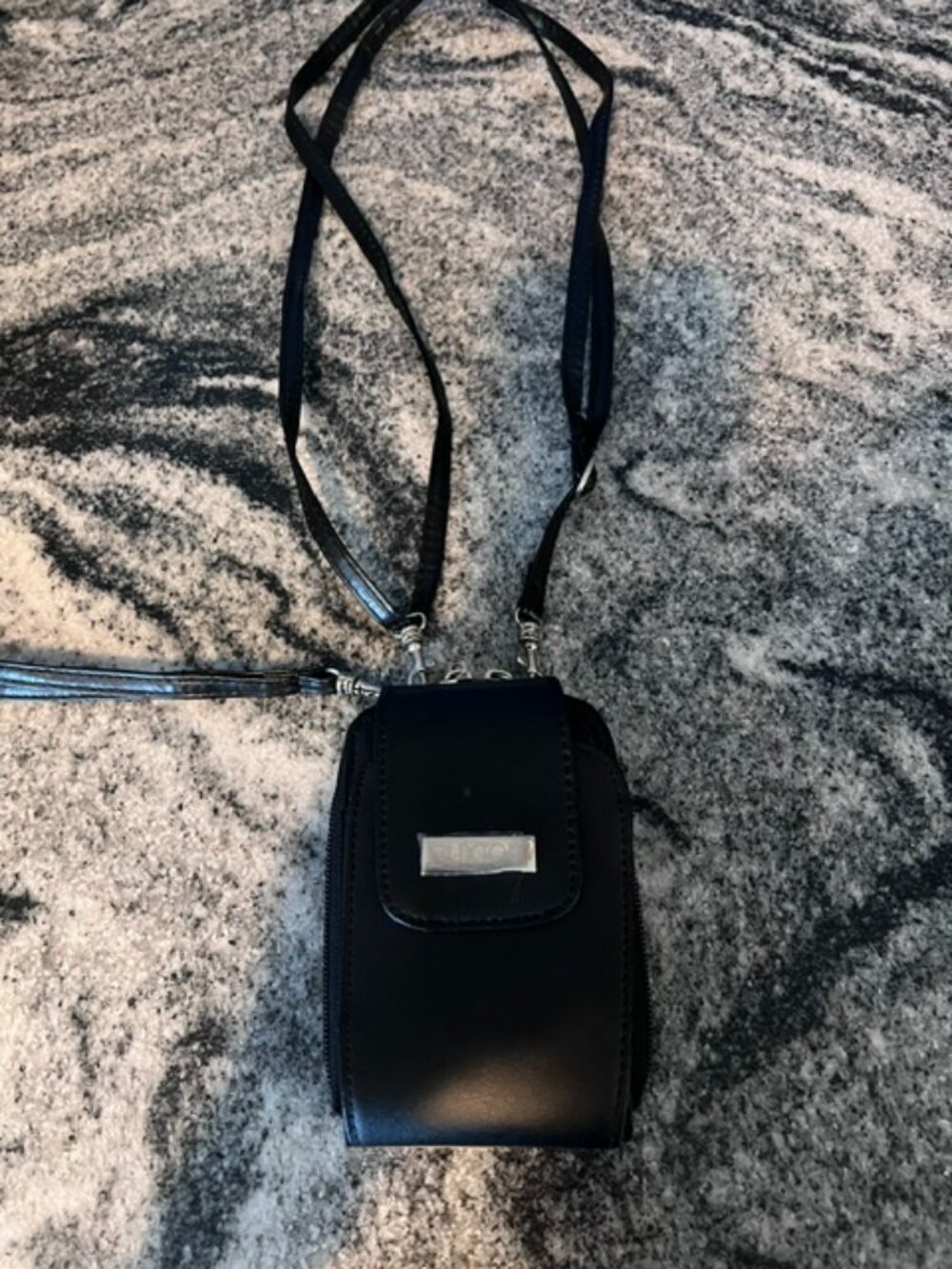 Vintage BUXTON Convertible Mini Leather Crossbody Black Wallet‎ cell purse